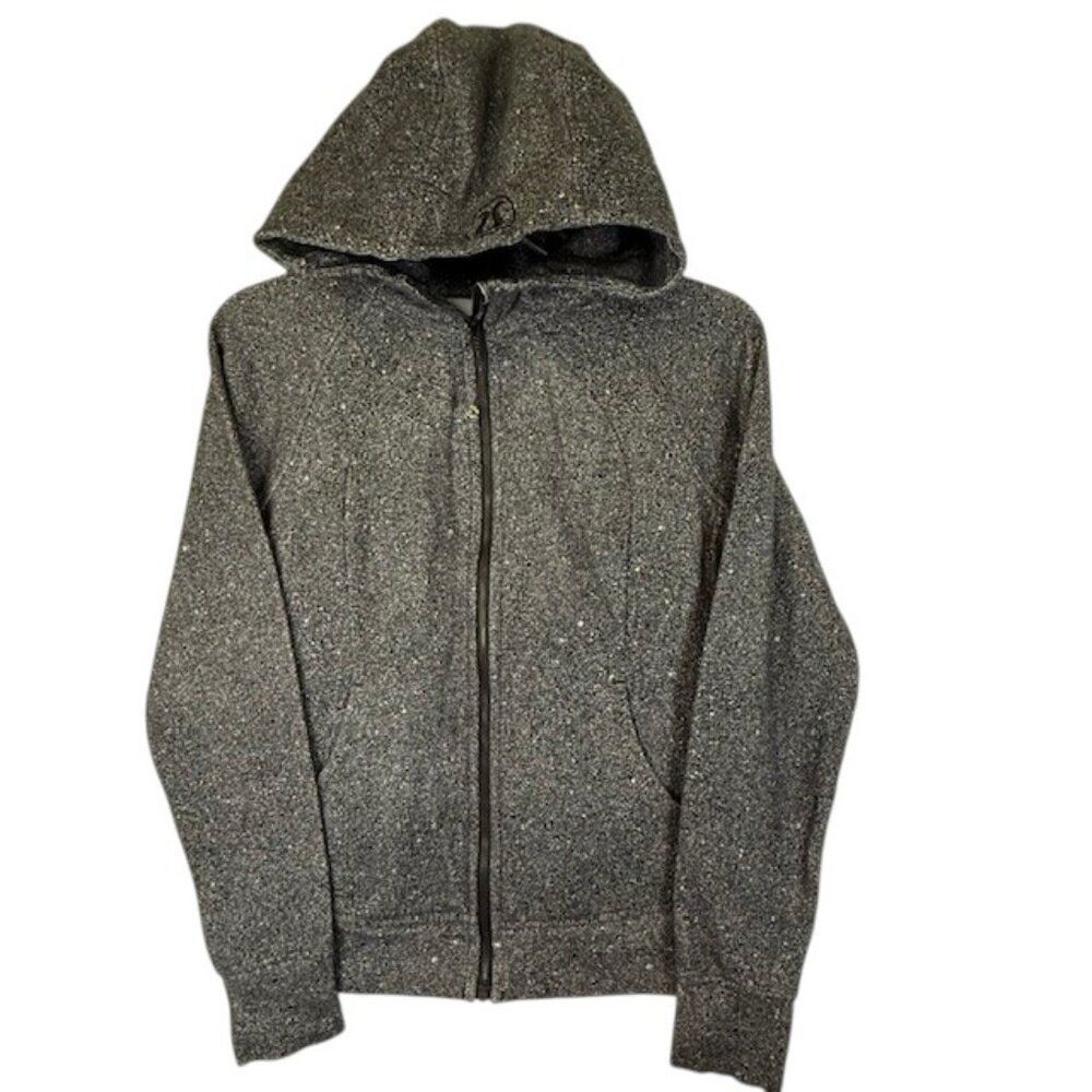 Lululemon Black, Gray & White Heathered Scuba Hoodie Jacket- Womens Size 10